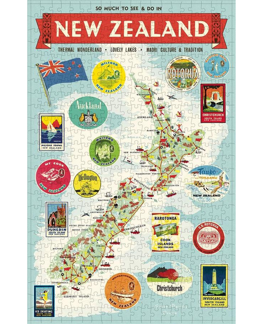 500 Piece Vintage Puzzle NZ Map BrandLivewires Preview