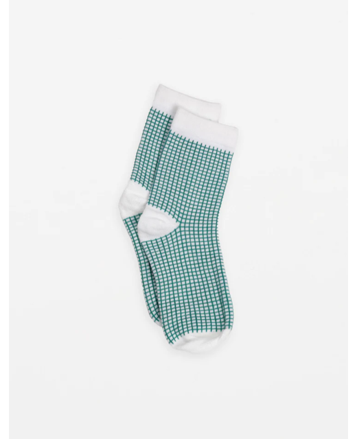 Stella & Gemma White with Green Grid Socks