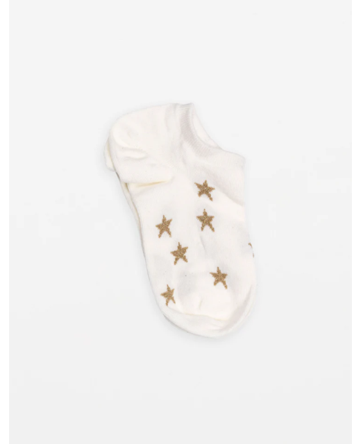Stella & Gemma White with Gold Glitter Stars Socks