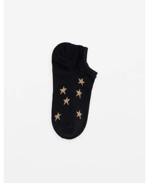 Stella & Gemma Black with Gold Glitter Stars Socks