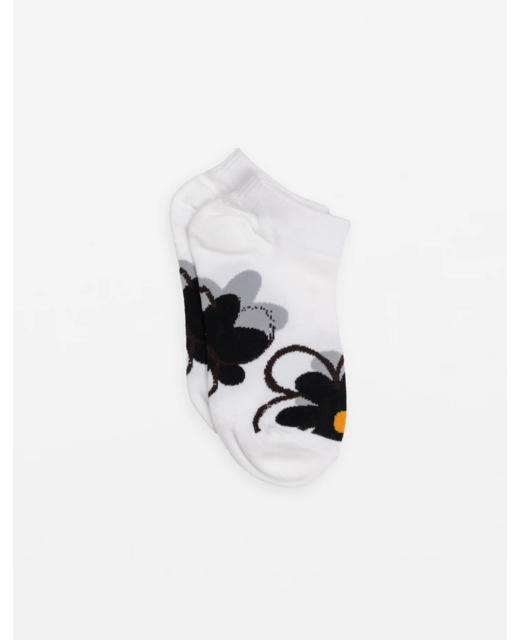 Stella & Gemma White with Black Big Flower Socks