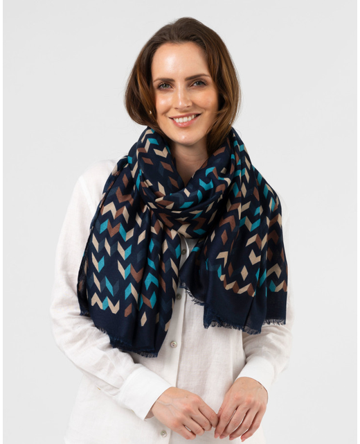 Stella + Gemma Ocean Blues 3D Zig Zag Scarf