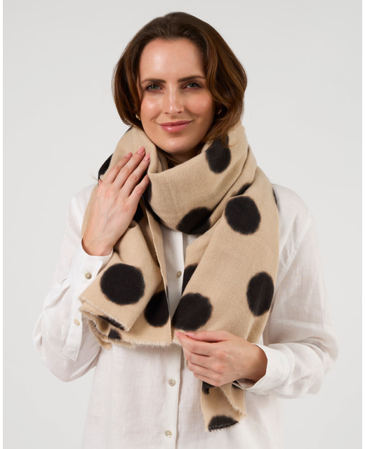 Stella + Gemma Dotty Beige & Black Scarf
