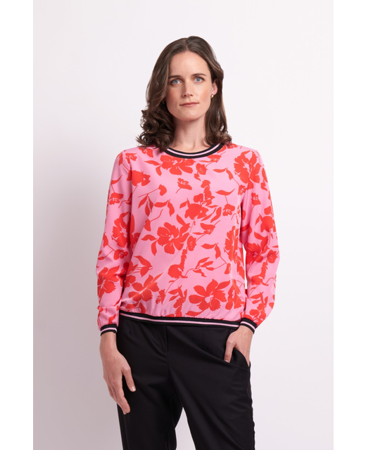 Memo Sheer Sleeve Rib Detail Top