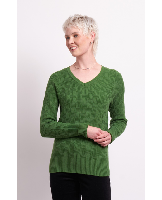 Memo Textured V Neck Sweater