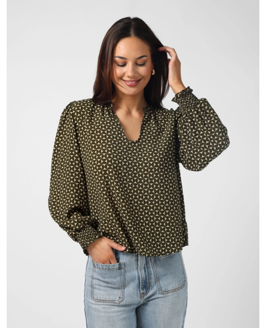 Stella + Gemma Cecily Blouse - Olive Mosaic