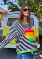 Hammill & Co Heart Stripe Waffle Sweat