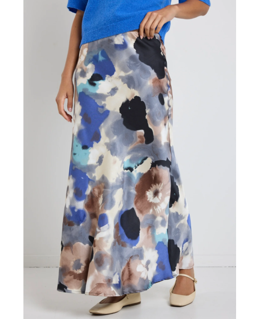 Among The Brave Frantic Satin Bias Maxi Skirt