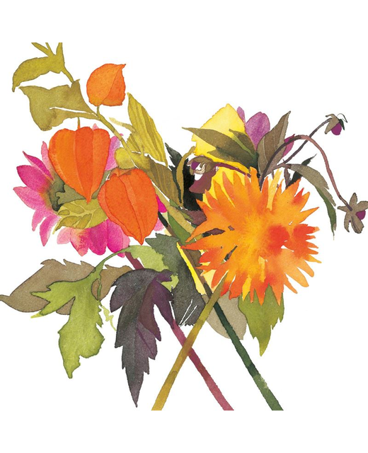 Livewires Chinese Lanterns & Dahlias Card