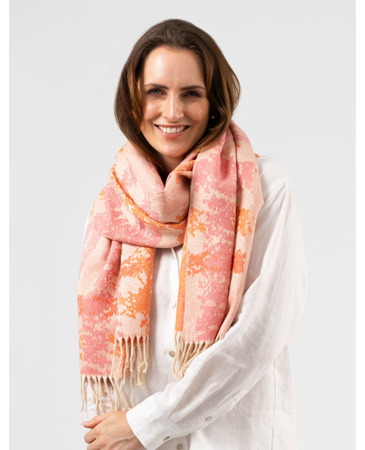 Stella + Gemma Pink & Orange Tassels Scarf