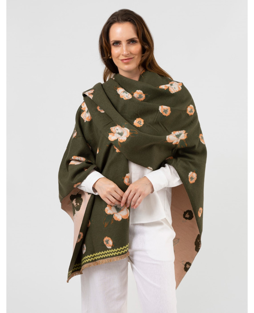 Stella + Gemma Green Floral Scarf