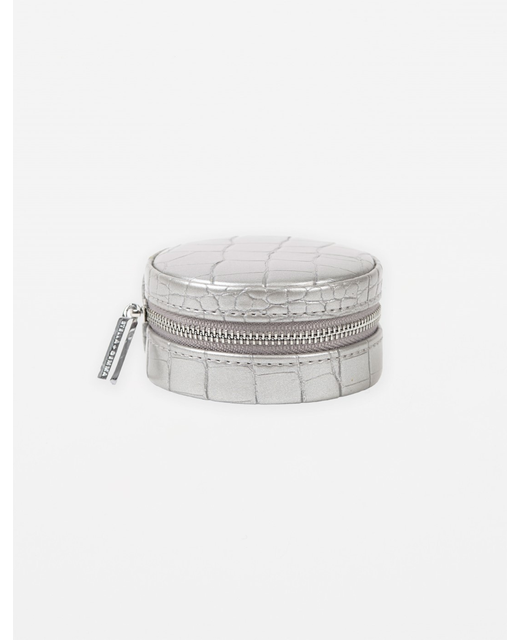 Stella + Gemma Small Round Jewel Box - Silver Croc