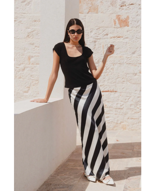 Among The Brave Fiery Satin Bias Maxi Skirt