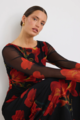 Among The Brave Location Mesh LS Midi Dress