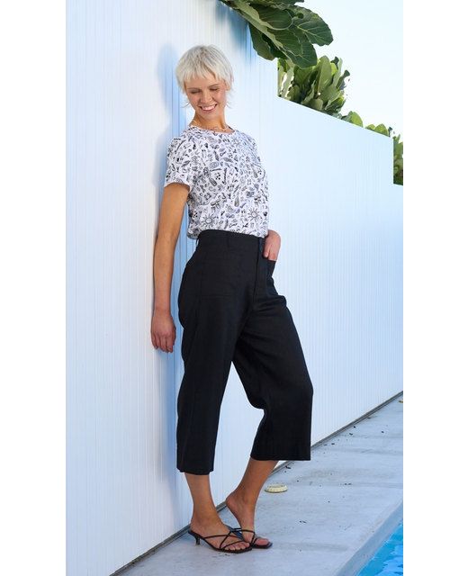 Oh3 Wide Leg Mid Length Trousers