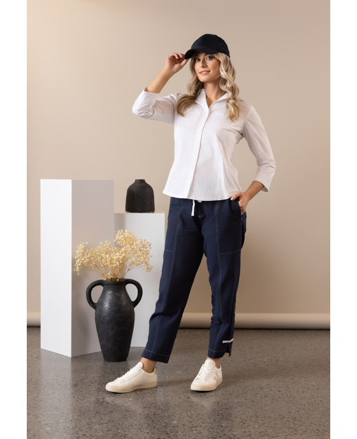 Vassalli Relaxed Leg Ankle Grazer Pant with Contrast