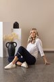 Vassalli Relaxed Leg Ankle Grazer Pant with Contrast