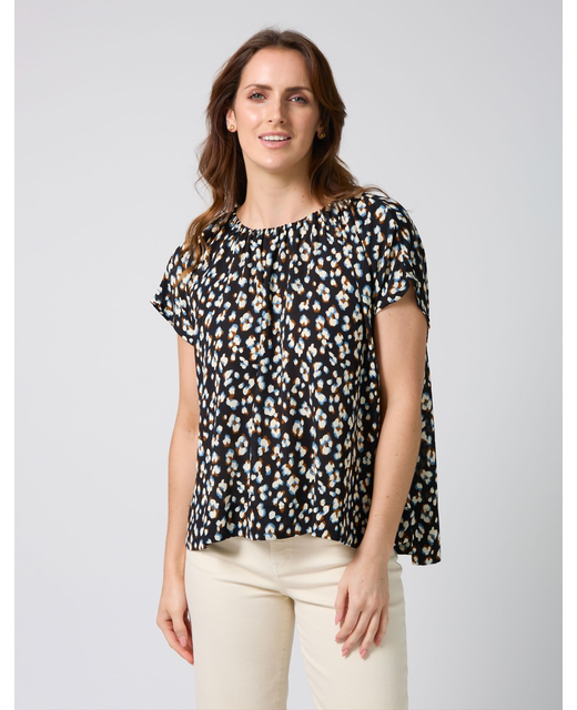 Stella + Gemma Clio Blouse - Navy Leopard