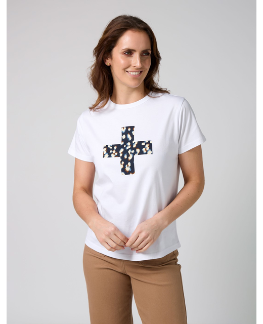 Stella + Gemma Ace Tee Leopard Cross - White