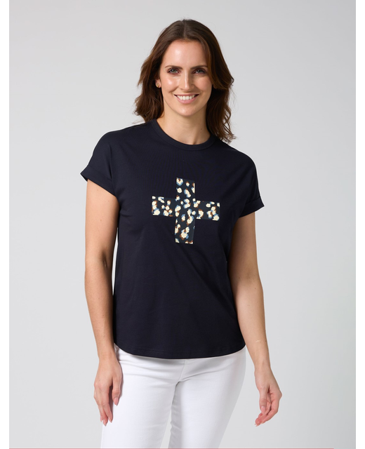 Stella + Gemma Soho Tee Leopard Cross - Deep Navy