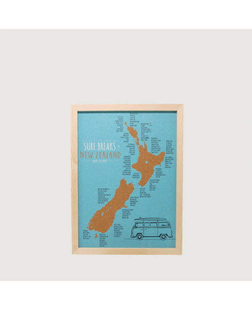 Moana Road Surf Breaks A3 Cork Map