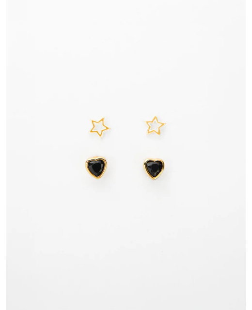 Stella + Gemma Gold Stars & Hearts Earrings - Set of 2