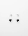 Stella + Gemma Silver Stars & Hearts Earrings - Set of 2