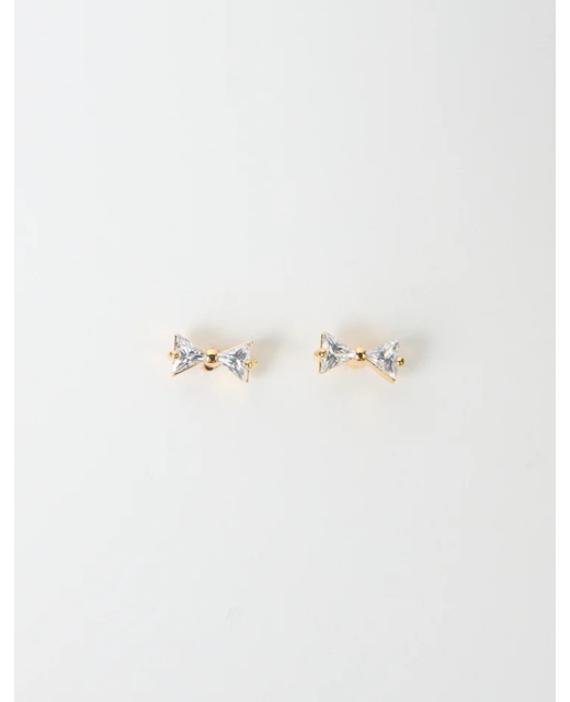 Stella + Gemma Gold Petite Bow with Crystal Earrings