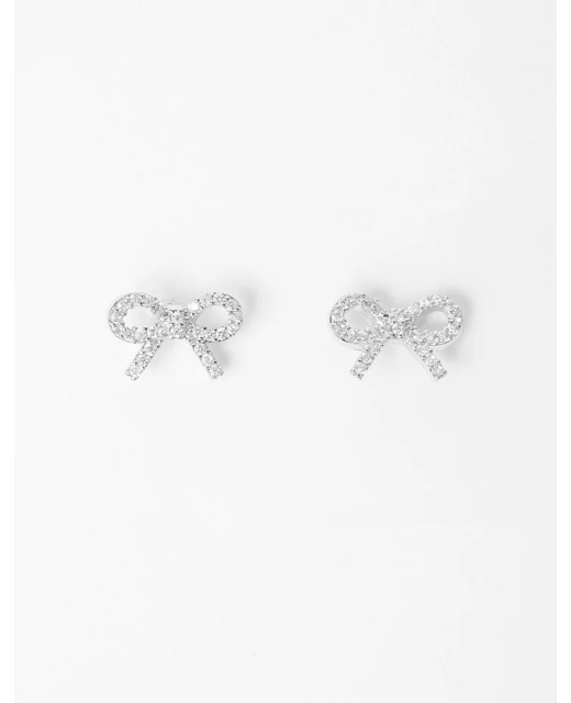 Stella + Gemma Silver Crystal Bow Earrings