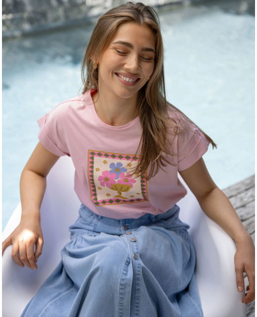 Stella + Gemma Cuff Tee Jardin Tile - Mauve