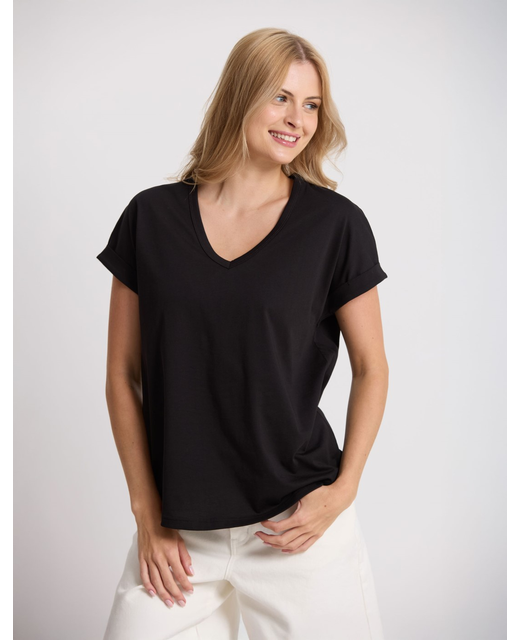 Stella + Gemma Soho Cuff V Tee - Black