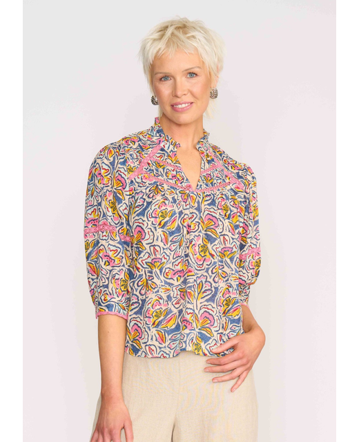 Foil Trim Insert Blouse
