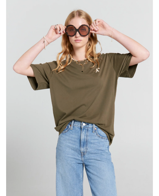 Karen Walker Embroidered Runaway Girl Classic Organic Cotton T-Shirt