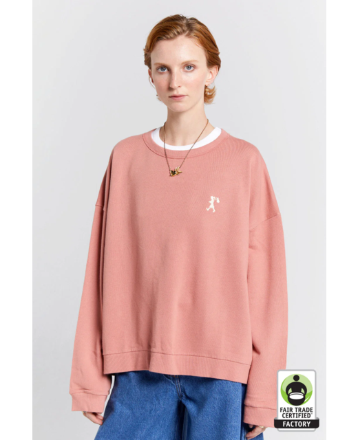 Karen Walker Embroidered Runaway Girl Organic Cotton Crewneck Sweatshirt Rose