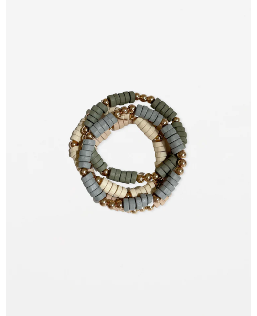 Stella + Gemma Bracelet Set of 4 - Mixed Grey Beads