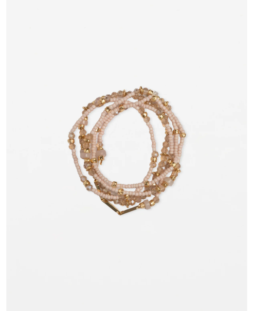 Stella + Gemma Bracelet Set of 5 - Rose Quartz Beads