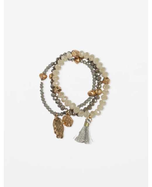 Stella + Gemma Bracelets Set of 3 - Grey Stones Beads