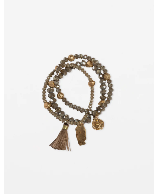 Stella + Gemma Bracelet Set of 3 - Smoky Quartz Beads
