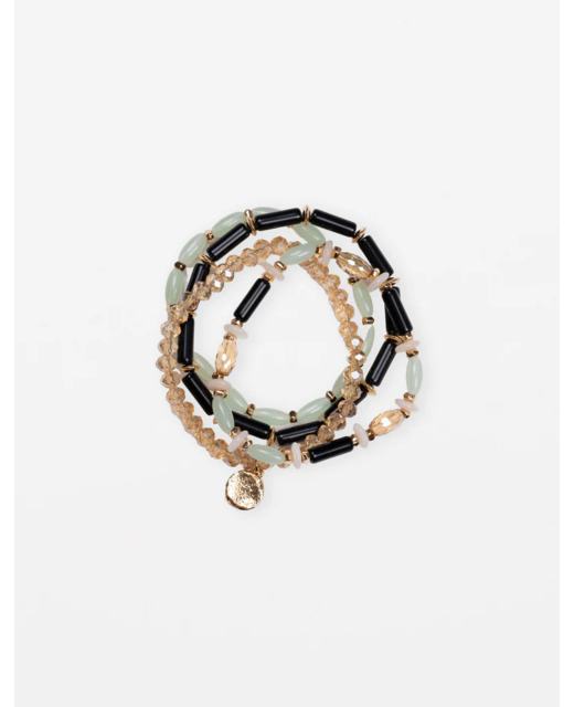 Stella + Gemma Bracelet Set of 4 - Green Pastel Multi Beads