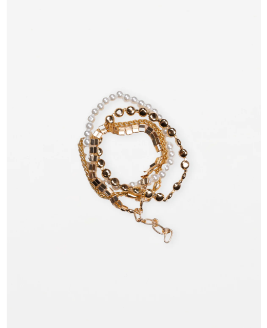 Stella + Gemma Bracelet Set of 4 - Gold Beads & Pearls