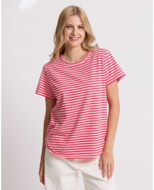 Stella + Gemma Classic Stripe Tee - Pink/Red Stripe