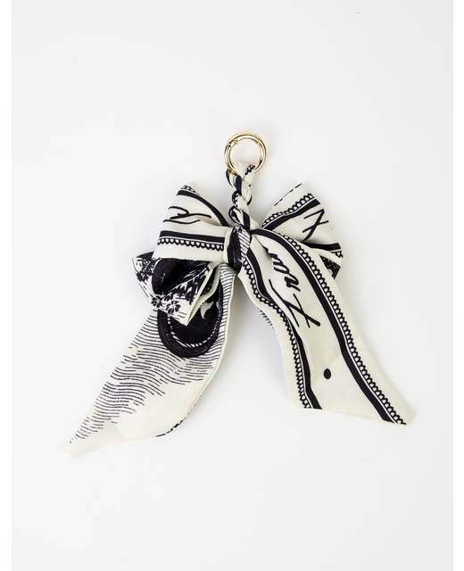 Stella + Gemma Black/White Bird Pattern Bow Bag/Key Charm