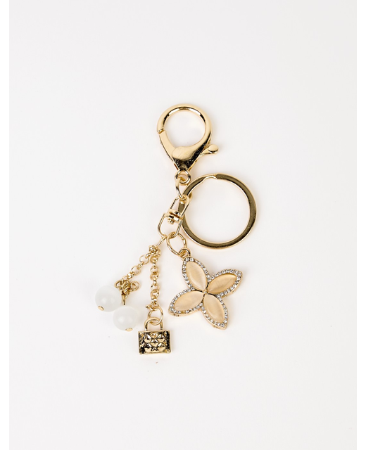 Stella + Gemma Gold Crystal Flower& Lock Keychain