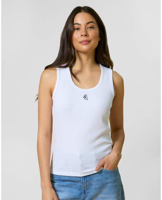 Stella + Gemma Rib Core Logo Tank - White