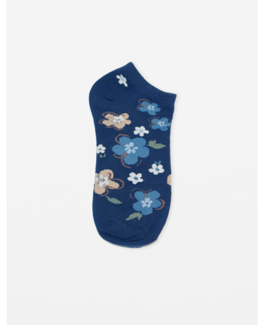Stella + Gemma Ankle Socks - Navy Arrangement of Flowers