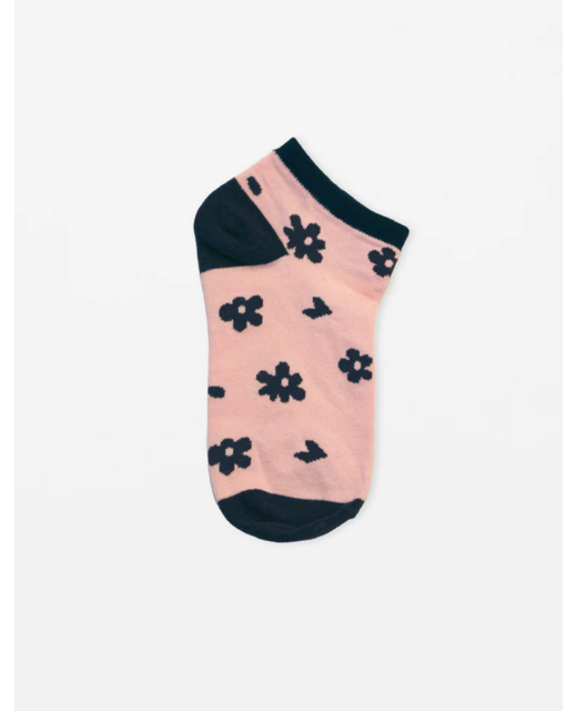 Stella + Gemma Ankle Socks - Blush with Chocolate Flowers