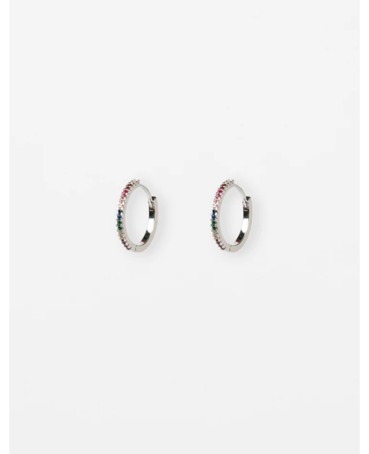 Stella + Gemma Multi Crystal Hoop Earrings - Silver