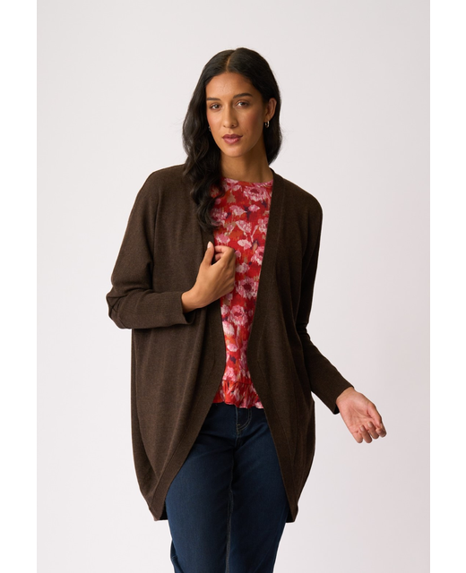 Foil Open Front Midi Cardigan