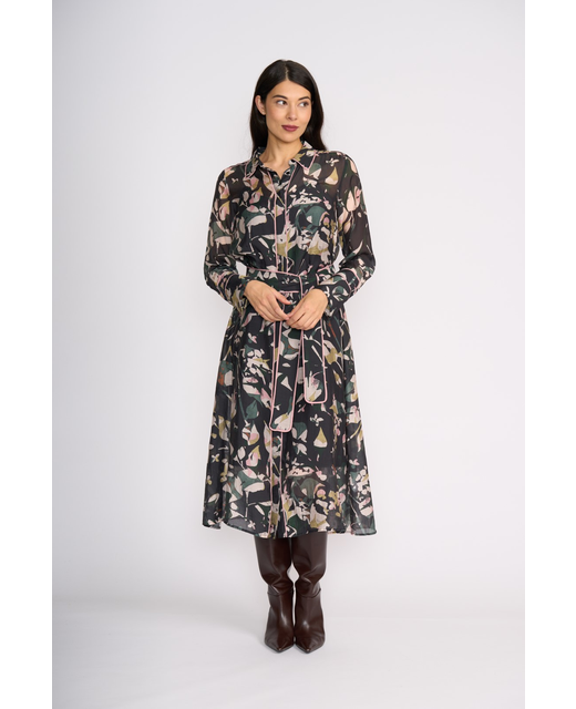 Foil Pipe Up Shirt Dress