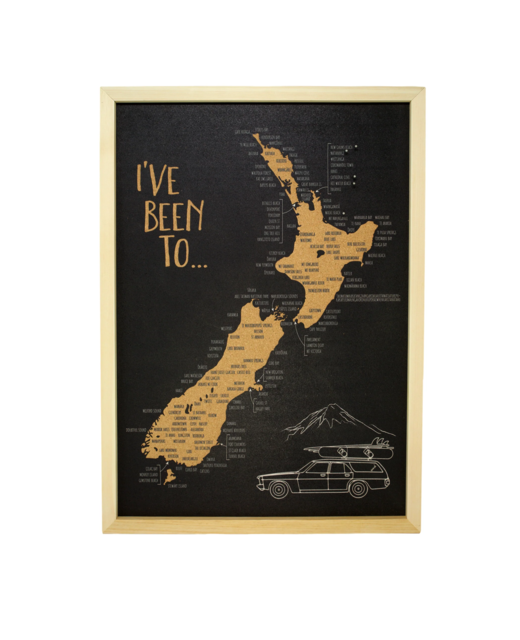 Moana Road A4 Pin Cork Map - Places I've Been NZ